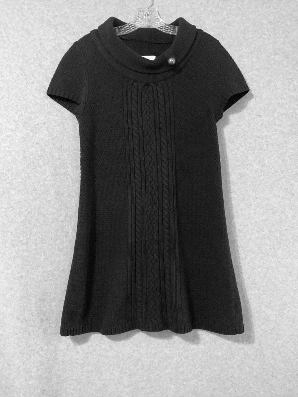 Style & Co  Woman Black Short-Sleeve Knit Dress with Cable Front Sz S